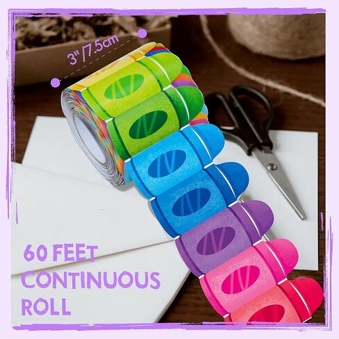 60 Feet Bulletin Board Borders, Colorful Crayon Die-Cut Rolled Border Trim Decoration Borders for School, Classroom & Offices in Saudi Arabia