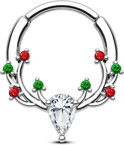 COCHARM Christams Septum Rings 16G Silver Septum Jewelry Dainty Helix Daith Earrings for Women Sparkly Daith Piercing Jewelry Stainless Steel in Saudi Arabia