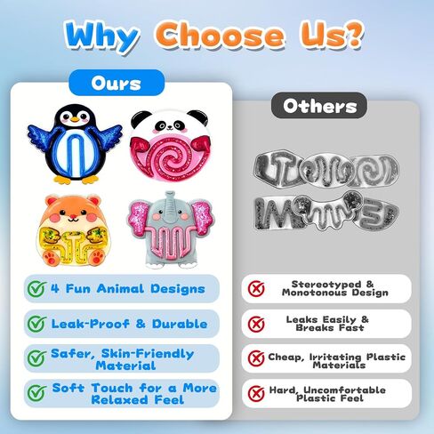 Squishy Sensory Toys for Kids - 4 Pack Fidget Toys for Stress Relief & Calm Down, Cute Animal-Shaped Squishy Toys for Autism Children, Squeeze Sensory Tube with Colorful Goo, Prizes for Kids Classroom in Saudi Arabia