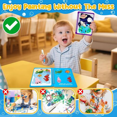 ZMLM 24 Pack Water Coloring Book for Toddlers - Mess Free Water Painting Book,Reusable Magic Paint with Water Doodle Books Party Favors for Kids Ages 3-5 Drawing Toys Gift for Girl Boy (Christmas) in Saudi Arabia