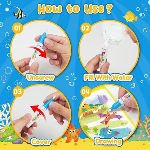ZMLM 24 Pack Water Coloring Book for Toddlers - Mess Free Water Painting Book,Reusable Magic Paint with Water Doodle Books Party Favors for Kids Ages 3-5 Drawing Toys Gift for Girl Boy (Christmas) in Saudi Arabia
