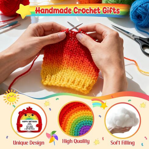 Best Friend Happy Birthday Rainbow Crochet Gifts for Friends Women Men Unique Best Birthday Decoration for Coworker Sister Boss Funny 18th Sweet 21th for Daughter Son Teen Boys Girls in Saudi Arabia