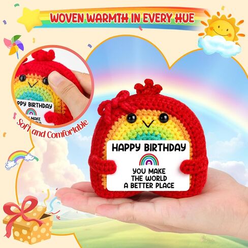 Best Friend Happy Birthday Rainbow Crochet Gifts for Friends Women Men Unique Best Birthday Decoration for Coworker Sister Boss Funny 18th Sweet 21th for Daughter Son Teen Boys Girls in Saudi Arabia