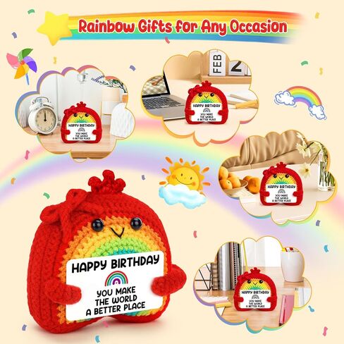 Best Friend Happy Birthday Rainbow Crochet Gifts for Friends Women Men Unique Best Birthday Decoration for Coworker Sister Boss Funny 18th Sweet 21th for Daughter Son Teen Boys Girls in Saudi Arabia