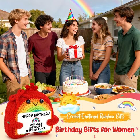 Best Friend Happy Birthday Rainbow Crochet Gifts for Friends Women Men Unique Best Birthday Decoration for Coworker Sister Boss Funny 18th Sweet 21th for Daughter Son Teen Boys Girls in Saudi Arabia