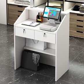 Checkout Counter, Reception Desk Counter Desk for Checkout & Retail, Front Desk Reception Counter, for Office Boutique Spa White, 60*38*92cm in Saudi Arabia