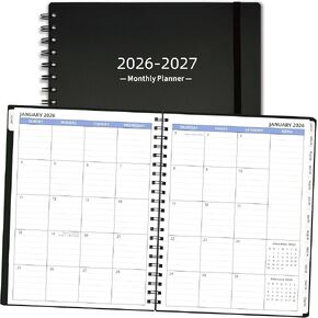 2026-2027 Monthly Planner (7.6'' x 9.6''), from Jan 2026-Jun 2027, 18 Months Calendar 2026 Planner, Agenda Book with Tabs & Pocket, Black in Saudi Arabia