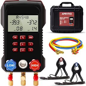 مقياس رقمي متعدد، مجموعة قياس التيار المتردد الرقمي مجموعة قياس نظام تبريد السيارات والتكييف من Aprvtio لمجموعة أدوات نظام التدفئة والتهوية وتكييف الهواء للسيارات R134a R22 R12 R454B in Kuwait