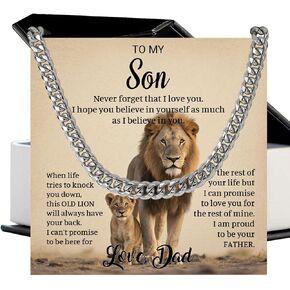 To My Son Necklace, Cuban Chain Gift from Mom or Dad, Son’s Jewelry for Birthday, Graduation, Christmas, or Special Occasions in Saudi Arabia