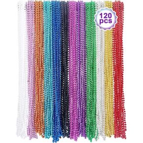 Mardi Gras Beads，120Pcs Bead Necklace 12 Colors 33" Colored Beads Bulk Necklace，Throw-Ins Christmas Pirate Carnival Party Costume Accessories Bulk Party Gifts Women Men in Saudi Arabia