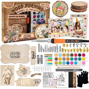 مجموعة حرق الخشب K KERNOWO - 156 قطعة الكل في واحد أداة حرق الخشب قلم قابل للتعديل لدرجة الحرارة مجموعة حرق الخشب هدايا يدوية للبالغين والمراهقين، مجموعات حرق الخشب للمبتدئين في التصوير الحراري in Kuwait