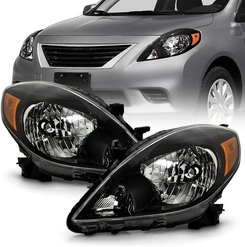 KEEKPO - For 2012 2013 2014 Nissan Versa 4-Door Sedan Chrome Housing Headlights Headlamps Pair Replacement Left+Right in Saudi Arabia