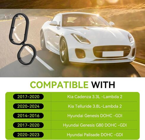 Engine Oil Filter Housing Gasket 26345-3LAA0 Compatible with Kia Sedona 2019-2021, for Cadenza 2017-2020, for Hyundai Genesis 2014-2016, for Genesis G80 2017-2020, for Palisade 2020-2023, 2PCS in Saudi Arabia