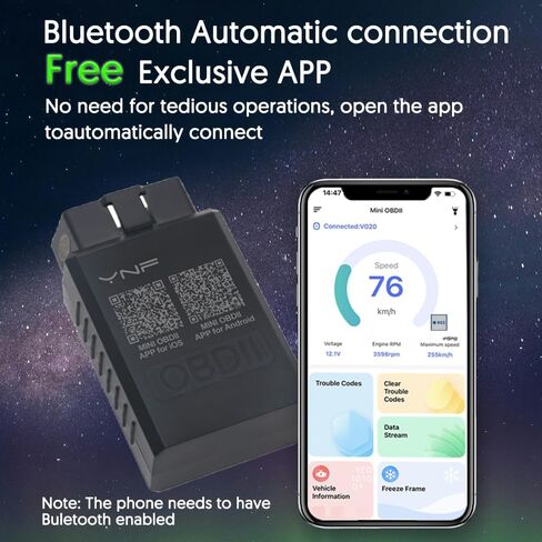 YNF OBD2 Scanner Reader Bluetooth Wireless Auto Diagnostic Scan Tool for iOS & Android for Performance Test, Clear Error Code Live Data Reset Exclusive APP in Saudi Arabia
