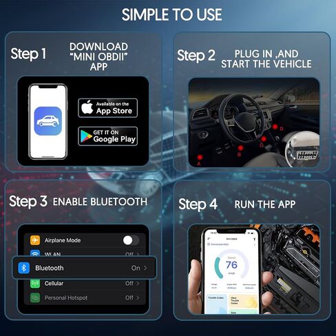 YNF OBD2 Scanner Reader Bluetooth Wireless Auto Diagnostic Scan Tool for iOS & Android for Performance Test, Clear Error Code Live Data Reset Exclusive APP in Saudi Arabia