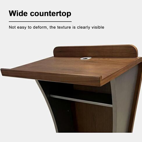 Wooden lecterns, podiums, Open Storage Shelves, Teacher's Standing Desk for classrooms, Hostess Stand, for Churches and Schools, lectures, Meetings(Walnut) in Saudi Arabia