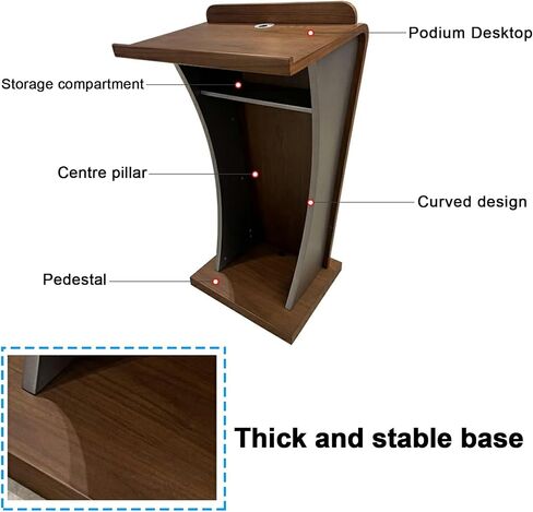 Wooden lecterns, podiums, Open Storage Shelves, Teacher's Standing Desk for classrooms, Hostess Stand, for Churches and Schools, lectures, Meetings(Walnut) in Saudi Arabia