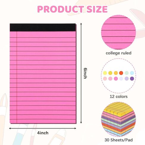 24 Pack Small Legal Pads, Note Pads 4x6 30 Sheets Each Pastel Morandi Colors College Ruled Notebook & Writing, Perforated Mini Memo Book for School Office Paper, To-Do Lists Steno Notepads Bulk in Saudi Arabia