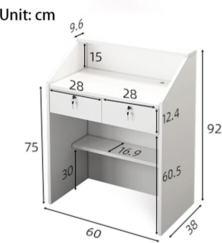 Checkout Counter, Reception Desk Counter Desk for Checkout & Retail, Front Desk Reception Counter, for Office Boutique Spa White, 60*38*92cm in Saudi Arabia