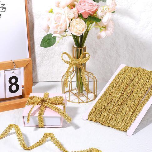 13 ياردة زخرفة جديلة ذهبية 1/2 بوصة زخرفة ذهبية من القماش المنسوج الدانتيل زخرفة المفروشات للخياطة زي الستائر الغلاف الديكور الحرف اليدوية in Kuwait