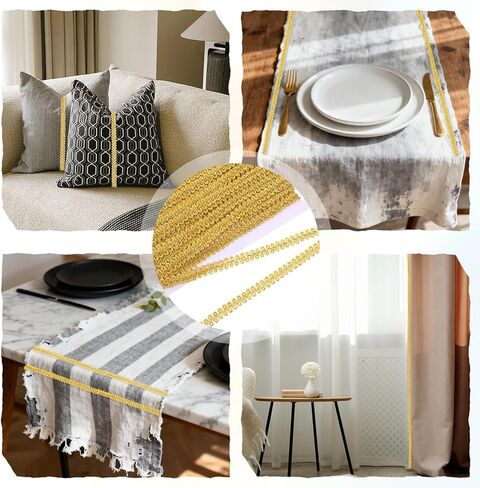 13 ياردة زخرفة جديلة ذهبية 1/2 بوصة زخرفة ذهبية من القماش المنسوج الدانتيل زخرفة المفروشات للخياطة زي الستائر الغلاف الديكور الحرف اليدوية in Kuwait