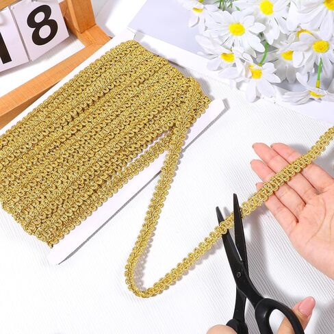 13 ياردة زخرفة جديلة ذهبية 1/2 بوصة زخرفة ذهبية من القماش المنسوج الدانتيل زخرفة المفروشات للخياطة زي الستائر الغلاف الديكور الحرف اليدوية in Kuwait