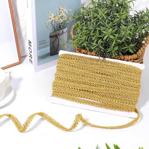 13 ياردة زخرفة جديلة ذهبية 1/2 بوصة زخرفة ذهبية من القماش المنسوج الدانتيل زخرفة المفروشات للخياطة زي الستائر الغلاف الديكور الحرف اليدوية in Kuwait