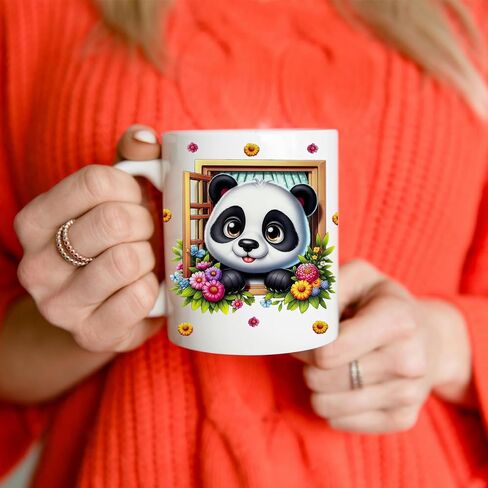 5 Sheets UV DTF Cup Wraps, Waterproof Tumbler Decal Stickers for Glass Cups, Cartoon Design, DIY Heat Transfer Vinyl Stickers for Cups (Panda) (Panda) in Saudi Arabia