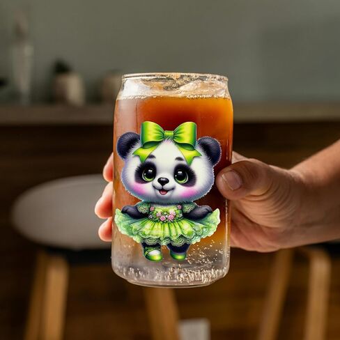 5 Sheets UV DTF Cup Wraps, Waterproof Tumbler Decal Stickers for Glass Cups, Cartoon Design, DIY Heat Transfer Vinyl Stickers for Cups (Panda) (Panda) in Saudi Arabia