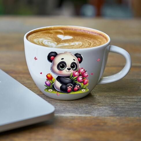5 Sheets UV DTF Cup Wraps, Waterproof Tumbler Decal Stickers for Glass Cups, Cartoon Design, DIY Heat Transfer Vinyl Stickers for Cups (Panda) (Panda) in Saudi Arabia