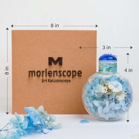 Hydrangea Midnight Kaleidoscope Tunnel Visual,4" Mini Handmade Adult Kaleidoscope,Gift Box,Glass Art,Preserved Flower,Anniversary Birthday Christmas Thanks Giving New Year Present Gift in Kuwait