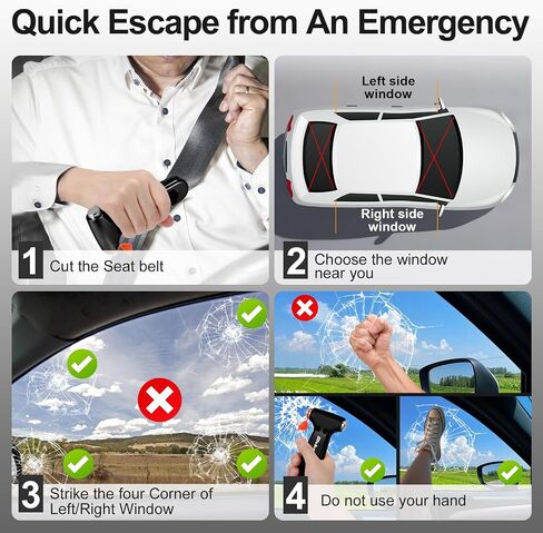 Window Breaker, Emergency Escape Hammer, 3-in-1 Window Breaker & Seat Belt Cutter, Window Glass Breaker, Car Safety Tool for Vehicle, Office, Home in Saudi Arabia