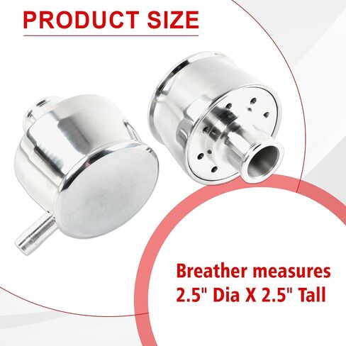 Silver Aluminum Smooth Valve Cover PCV & Breather Combo with 2 Grommets Compatible with SBC BBC SBF For 1-1/4" Hole-2PC in Saudi Arabia
