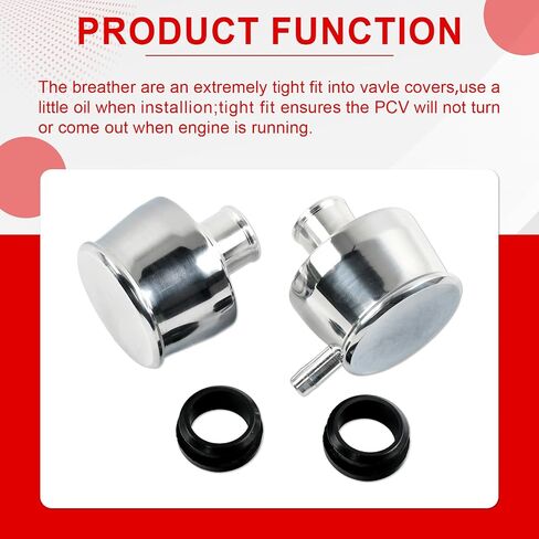 Silver Aluminum Smooth Valve Cover PCV & Breather Combo with 2 Grommets Compatible with SBC BBC SBF For 1-1/4" Hole-2PC in Saudi Arabia