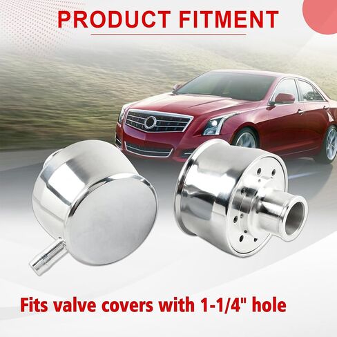 Silver Aluminum Smooth Valve Cover PCV & Breather Combo with 2 Grommets Compatible with SBC BBC SBF For 1-1/4" Hole-2PC in Saudi Arabia