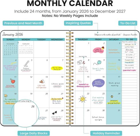 Monthly Planner 2026-2027, 2 Year Months Calendar Planner 2026-2027, Runs from January 2026 - Decembe 2027, 7" x 10", 24 Months, Perfect for School Office Home Planning - Green in Saudi Arabia