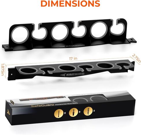 KastKing SafeGuard حامل قضيب الصيد للمرآب أو الحائط أو السقف منظم تخزين قضيب الصيد، حامل عمود الصيد يحمل 6 قضبان أو مجموعات في أقل من 18 بوصة in Kuwait