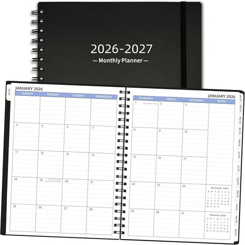 2026-2027 Monthly Planner (7.6'' x 9.6''), from Jan 2026-Jun 2027, 18 Months Calendar 2026 Planner, Agenda Book with Tabs & Pocket, Black in Saudi Arabia