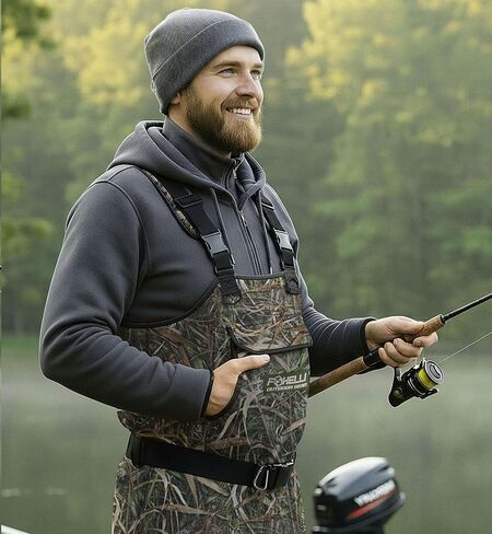 أحذية فوكسيلي من النيوبرين للصدر، أحذية مموهة للصيد وصيد الأسماك للرجال والنساء مع أحذية طويلة، أحذية مقاومة للماء للقدم in Kuwait