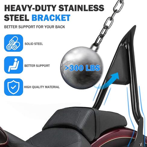 مسند ظهر للركاب من Sissy Bar قابل للفصل متوافق مع 2009-2024 Harley Davidson Touring Street Glide Road King Electra Glide Ultra Limited، شريط Sissy سريع الإصدار من الكروم مقاس 30 بوصة مع وسادة من جلد البولي يوريثان in Kuwait