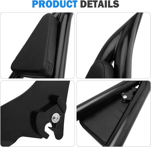 مسند ظهر للركاب من Sissy Bar قابل للفصل متوافق مع 2009-2024 Harley Davidson Touring Street Glide Road King Electra Glide Ultra Limited، شريط Sissy سريع الإصدار من الكروم مقاس 30 بوصة مع وسادة من جلد البولي يوريثان in Kuwait