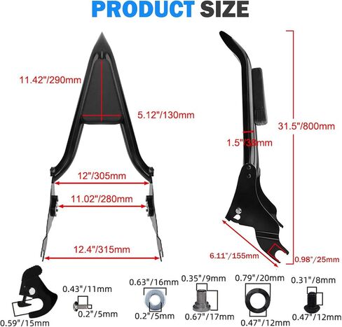 مسند ظهر للركاب من Sissy Bar قابل للفصل متوافق مع 2009-2024 Harley Davidson Touring Street Glide Road King Electra Glide Ultra Limited، شريط Sissy سريع الإصدار من الكروم مقاس 30 بوصة مع وسادة من جلد البولي يوريثان in Kuwait