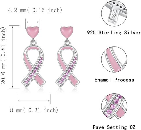 سوار التوعية بسرطان الثدي للنساء: 925 الفضة الاسترليني الشريط الوردي مجوهرات هدايا القوة للناجين من السرطان in Kuwait