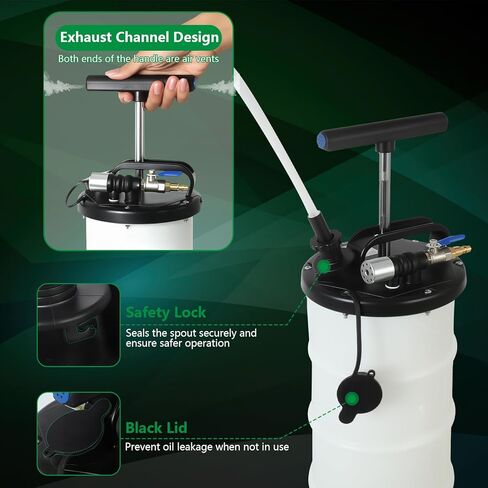 مستخرج سائل الزيت سعة 7 لتر - مستخرج زيت فراغ هوائي/يدويًا مع مزيل خزان المضخة و4 أنابيب لتغيير زيت المحرك وخرطوم النزيف مع محول عالمي لنزيف الفرامل in Kuwait
