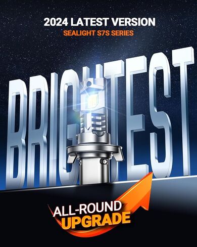 SEALIGHT 9004 Headlight Bulb, 60000LM 900% Super Brighter, With 25000RPM Powerful Cooling Fan, 6500K Hi/Low Beam, 10 Years Lifespan Pack of 2 in Saudi Arabia