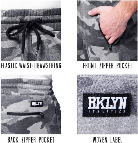 بنطال رياضي رجالي من BROOKLYN ATHLETICS مصنوع من الصوف وجيب بسحاب in Kuwait