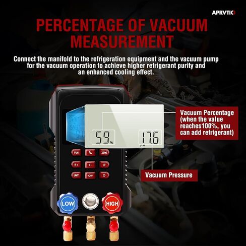 مقياس رقمي متعدد، مجموعة قياس التيار المتردد الرقمي مجموعة قياس نظام تبريد السيارات والتكييف من Aprvtio لمجموعة أدوات نظام التدفئة والتهوية وتكييف الهواء للسيارات R134a R22 R12 R454B in Kuwait