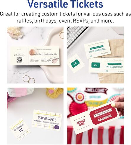 Avery Printable Rectangle Tickets, 2-1/8" x 5-1/2", Matte Ivory Cardstock, Laser/Inkjet Printable, 400 Total in Kuwait