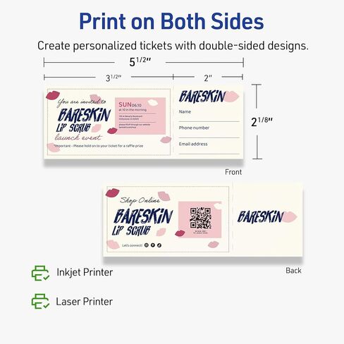 Avery Printable Rectangle Tickets, 2-1/8" x 5-1/2", Matte Ivory Cardstock, Laser/Inkjet Printable, 400 Total in Kuwait
