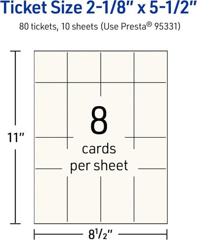 Avery Printable Rectangle Tickets, 2-1/8" x 5-1/2", Matte Ivory Cardstock, Laser/Inkjet Printable, 400 Total in Kuwait